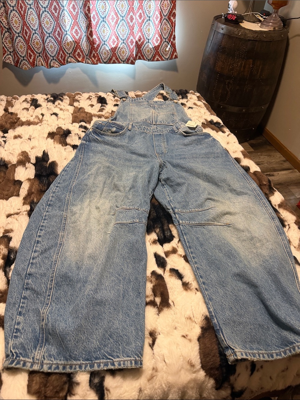 Free People Light Blue Denim Overalls - Relaxed Wide Leg